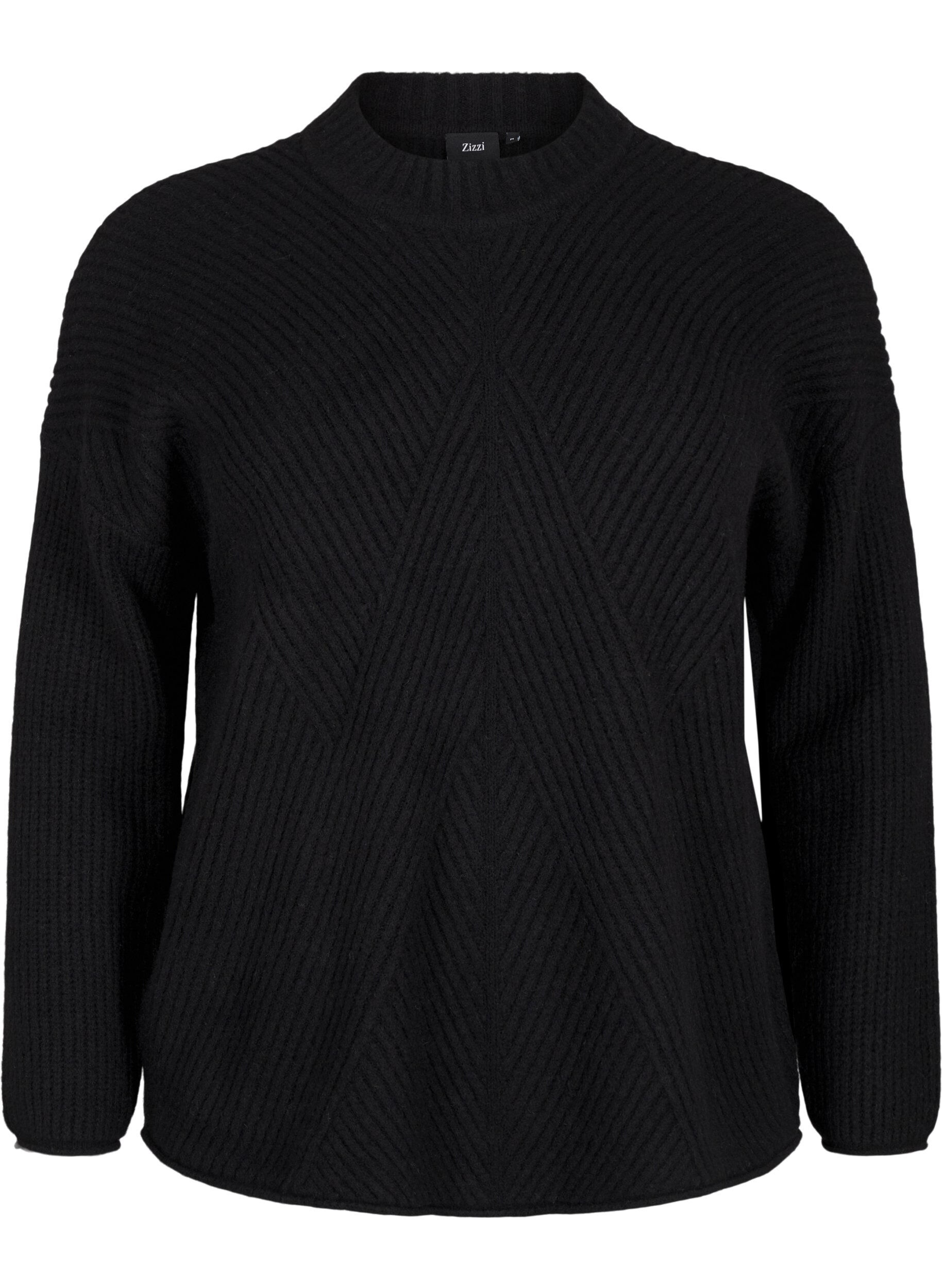 Zizzi Sweter w paski z dlugimi rekawami, Black Mel., Packshot image number 0