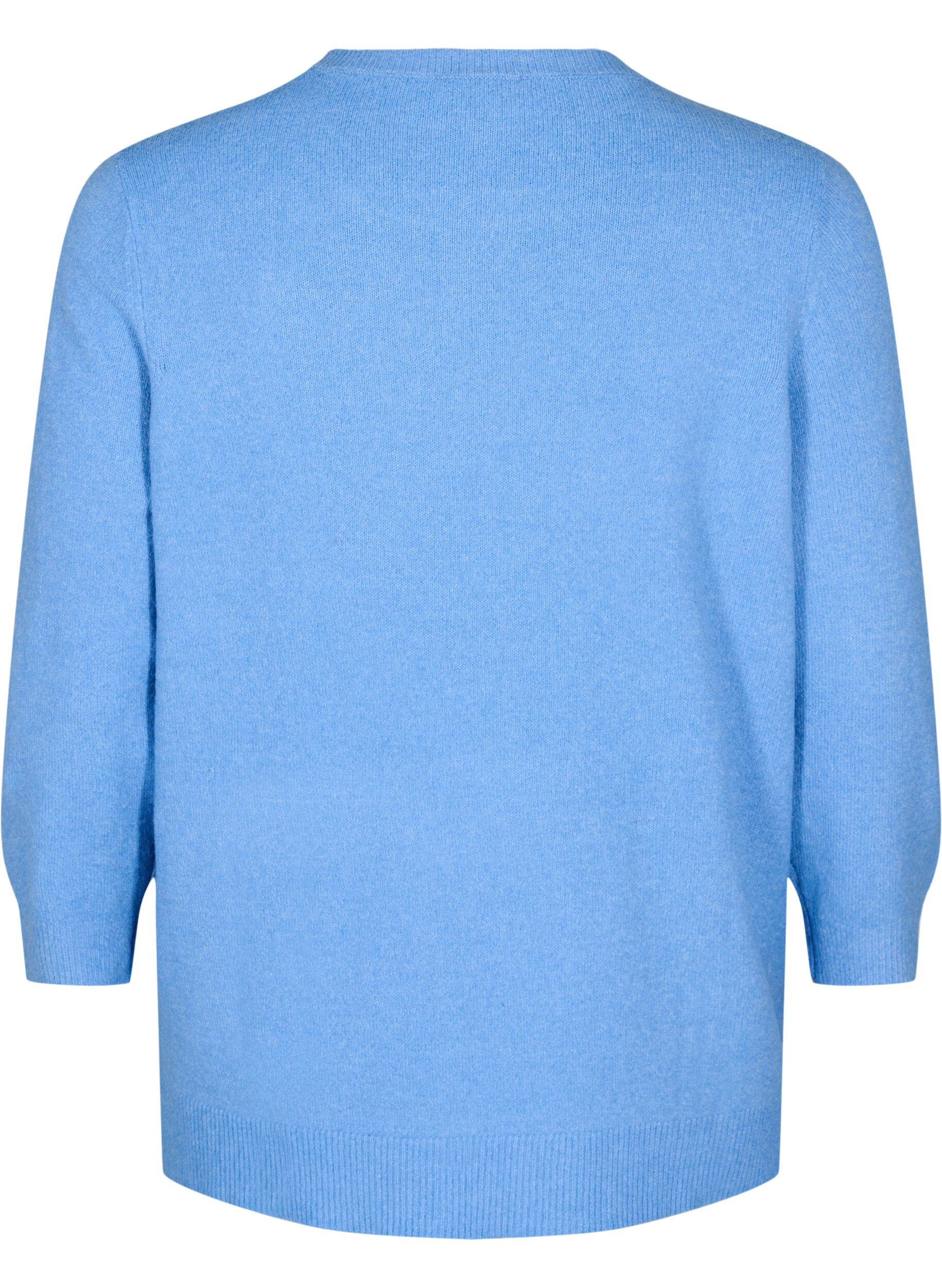 Zizzi Dzianinowa bluzka w kwiaty z rekawem 3/4, Della R. Blue Mel., Packshot image number 1