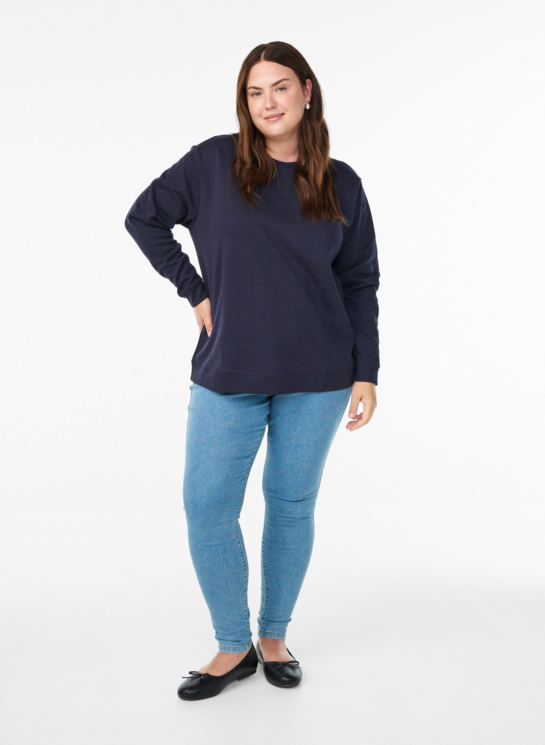 ZizziBluza z okraglym dekoltem, Niebieskie, Model image number 1
