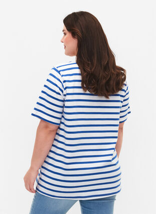 Bawelniana koszulka w paski, Blue Stripes, Model image number 1