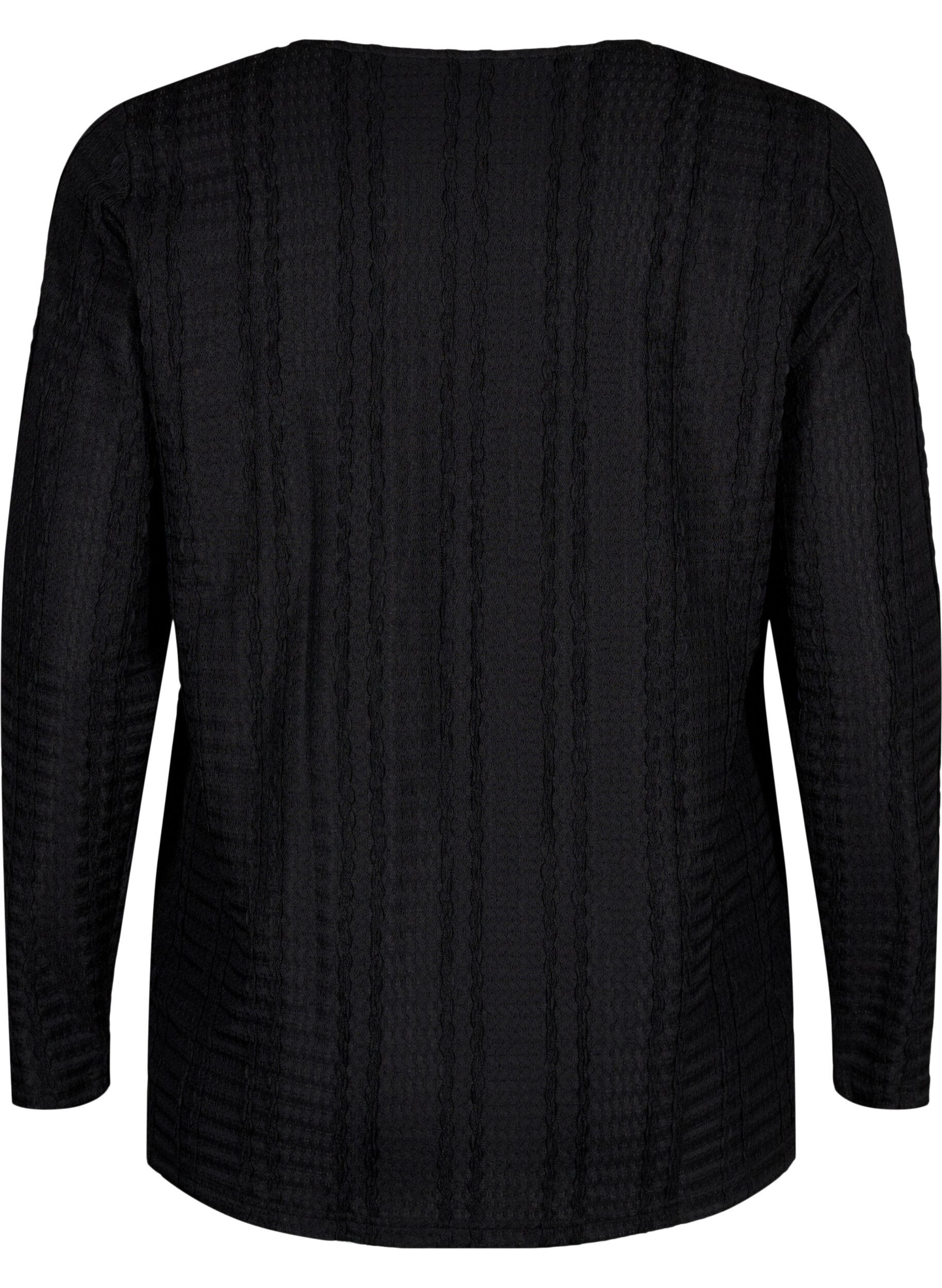 Zizzi Bluzka z dlugimi rekawami i faktura, Black, Packshot image number 1