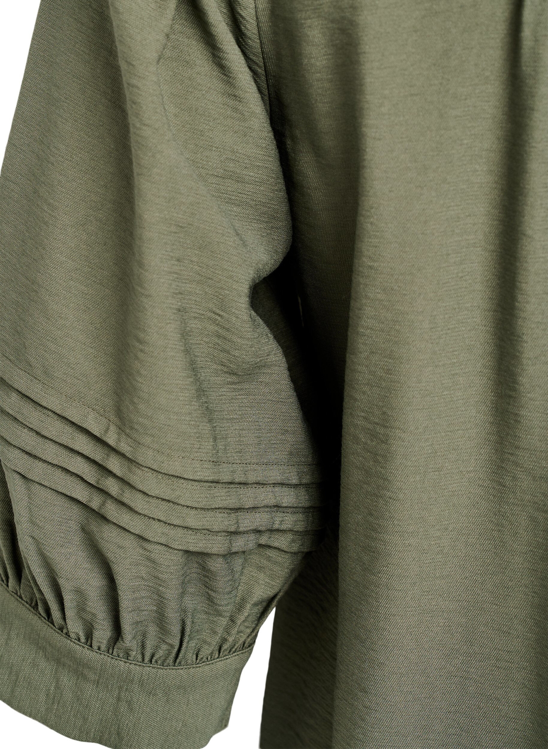 Zizzi Bluzka z rekawami 3/4 i ozdobnymi faldami, Zielony, Packshot image number 3