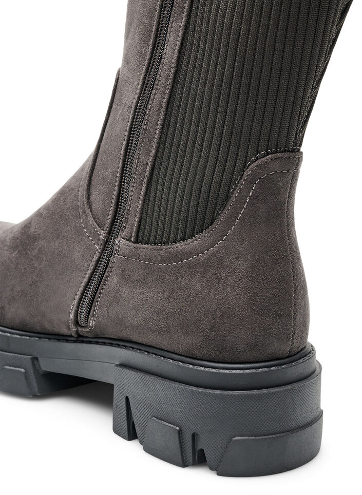Dlugie buty z zebrowanym, elastycznym cholewem i grube podeszwa, Brązowy, Packshot image number 4