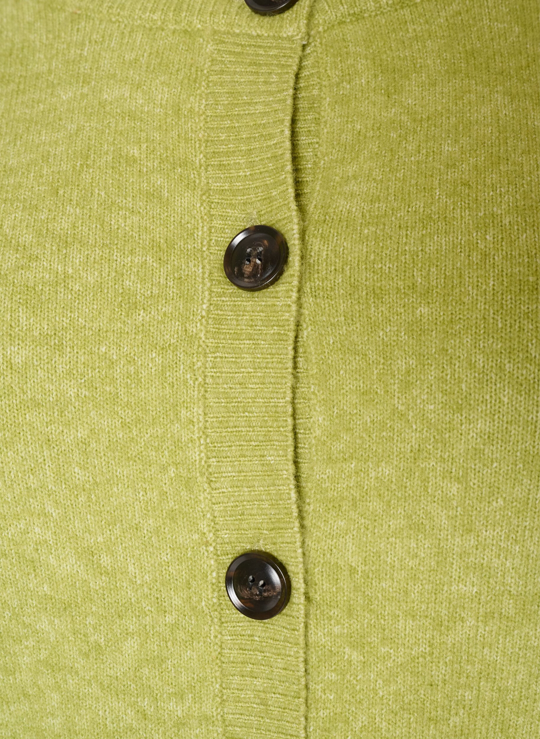 ZizziKardigan z guzikami i zaokraglonym przodem, Zielony, Packshot image number 2