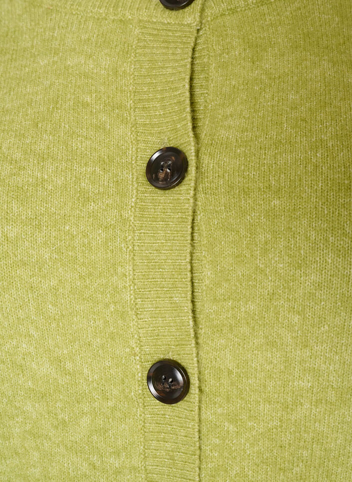 Kardigan z guzikami i zaokraglonym przodem, Zielony, Packshot image number 2