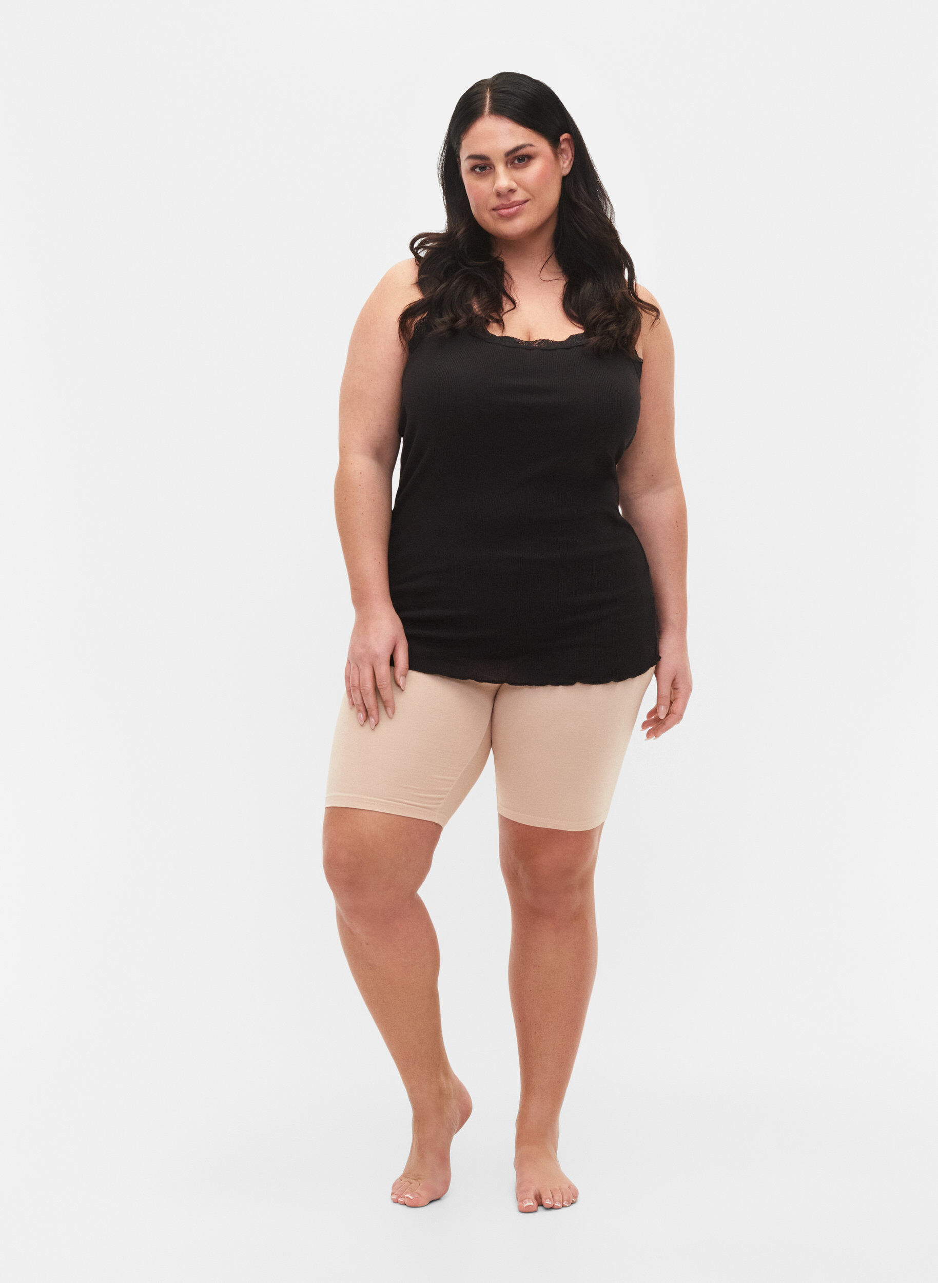 Zizzi Wiskozowe szorty rowerowe 2-pack, Beżowy, Model image number 1
