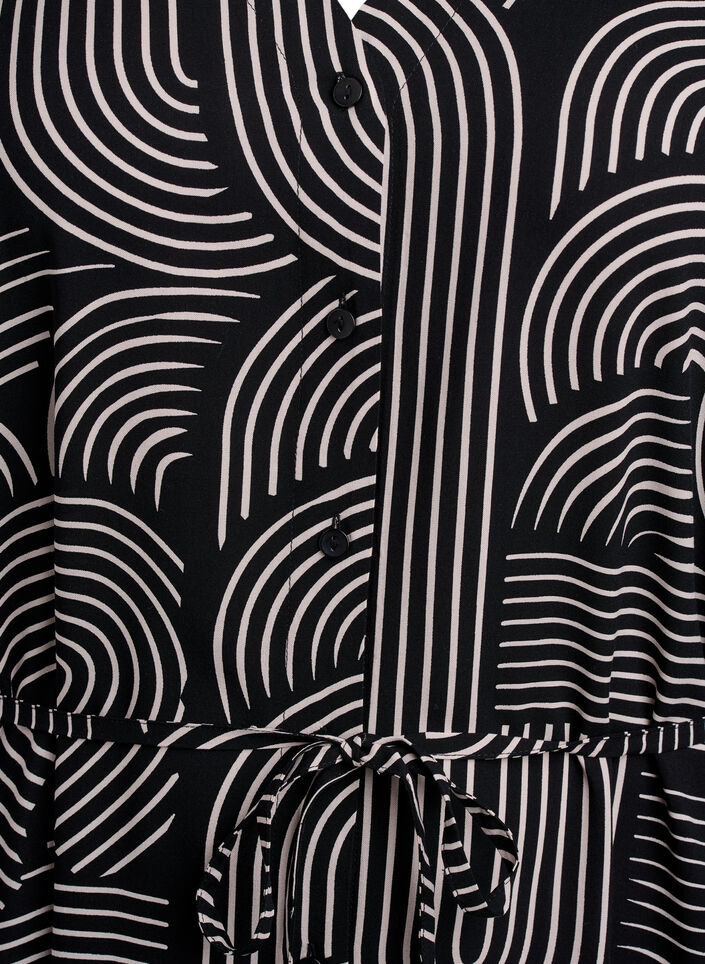 FLASH – Sukienka midi z nadrukiem i wiazanym paskiem, Czarne, Packshot image number 2