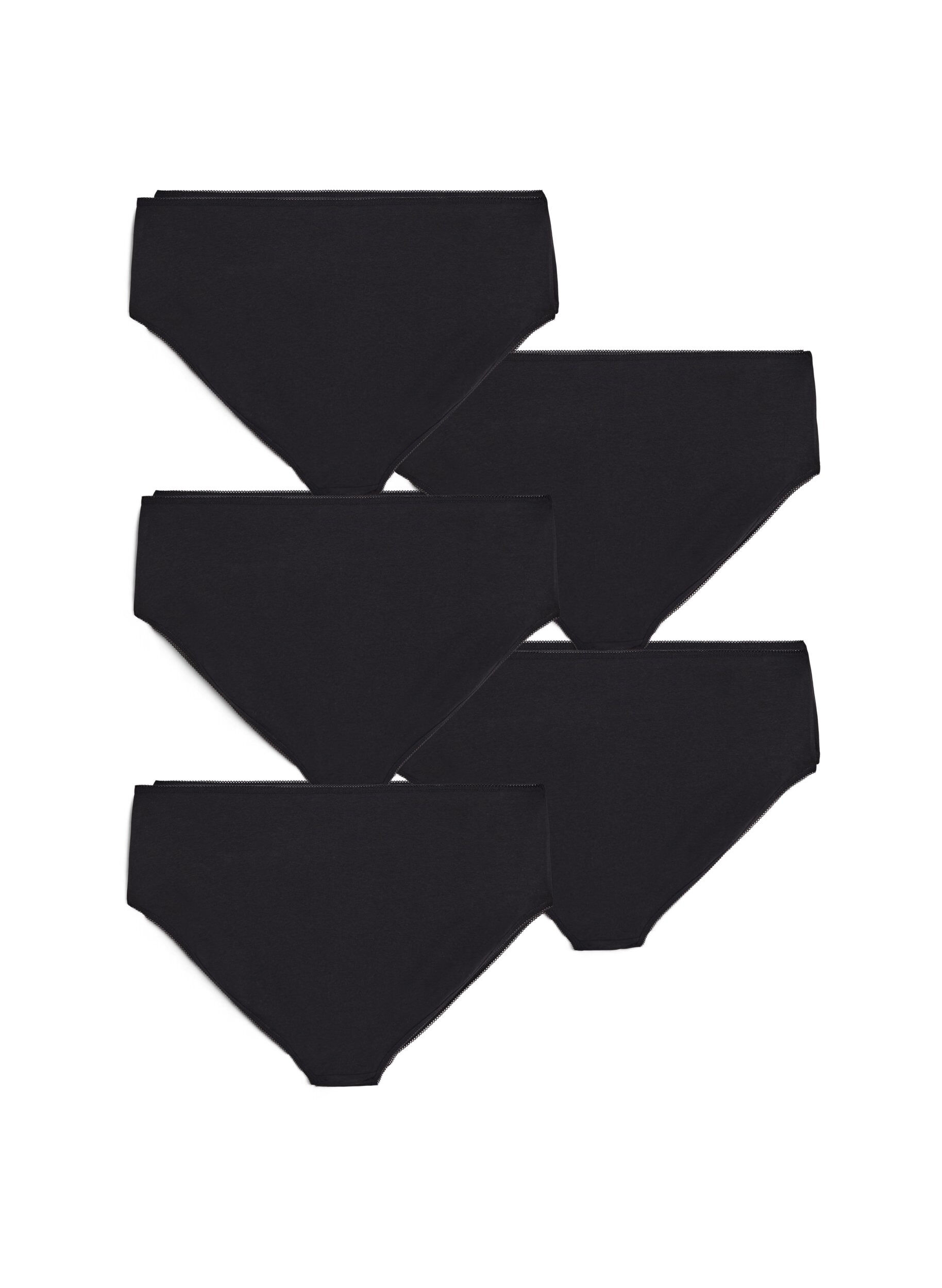 Zizzi  Bawelniane majtki 5-pack z regularna talia, Czarne, Packshot image number 1