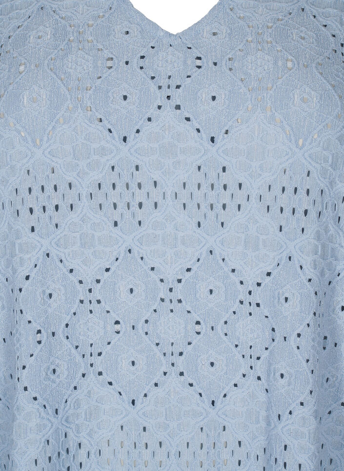 Krótka azurowa sukienka z dekoltem w szpic, Cashmere Blue, Packshot image number 2