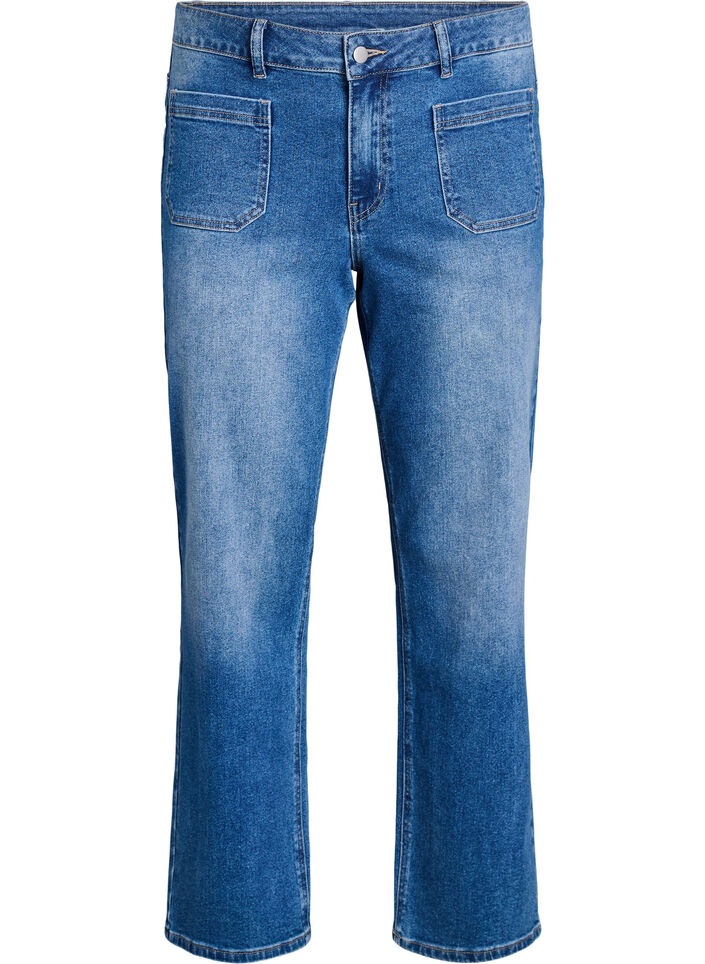 Jeansy z przednimi kieszeniami i prostymi nogawkami, Niebieskie, Packshot image number 0