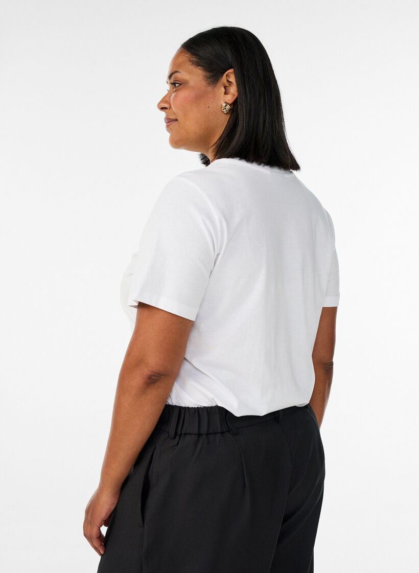 Bawelniana koszulka z nadrukiem, Biały, Model