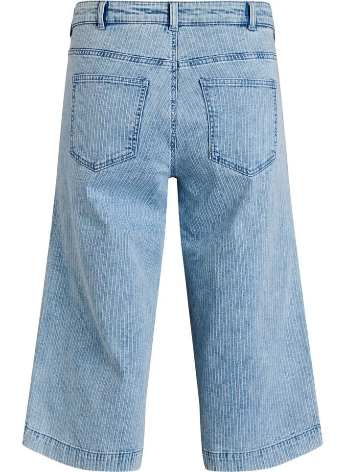 Prazkowane jeansy culotte z szerokimi nogawkami, Niebieskie, Packshot image number 1