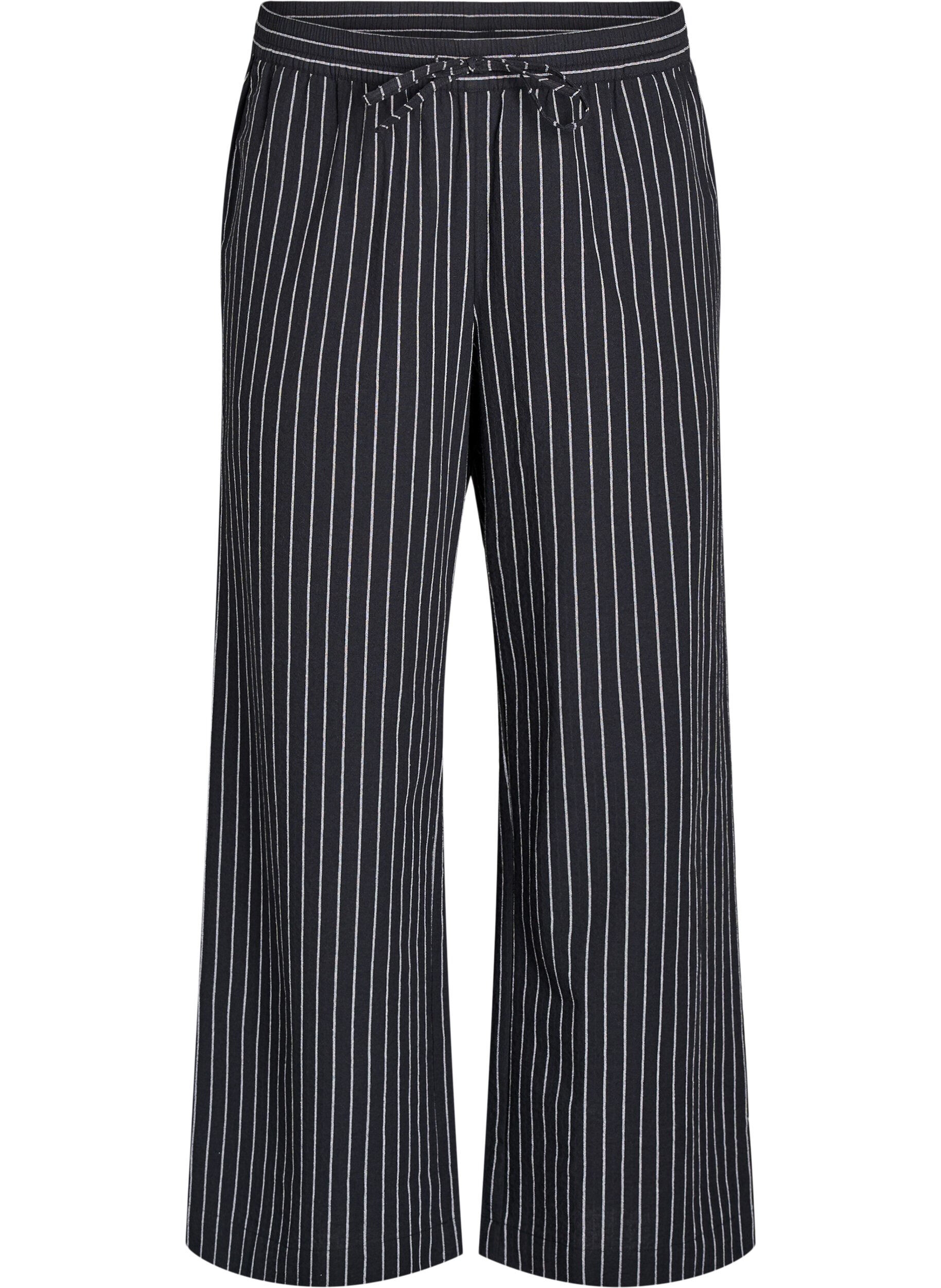 Zizzi Luzne spodnie z wysokim stanem i kieszeniami, Czarne, Packshot image number 0