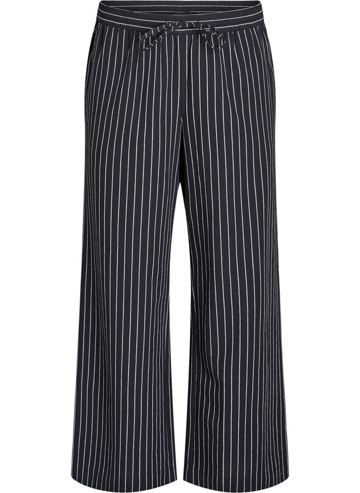 Luzne spodnie z wysokim stanem i kieszeniami, Czarne, Packshot image number 0