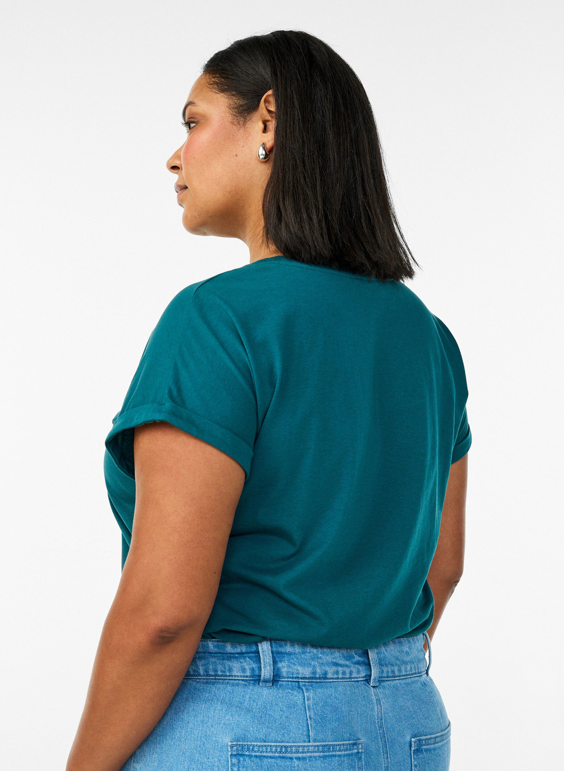 Zizzi Koszulka z kr&oacute;tkimi rekawami wykonana z mieszanki bawelny, Zielony, Model image number 2