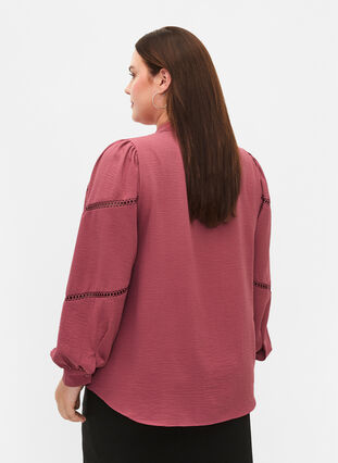 Bluzka koszulowa z szydelkowymi detalami, Dry Rose, Model image number 1