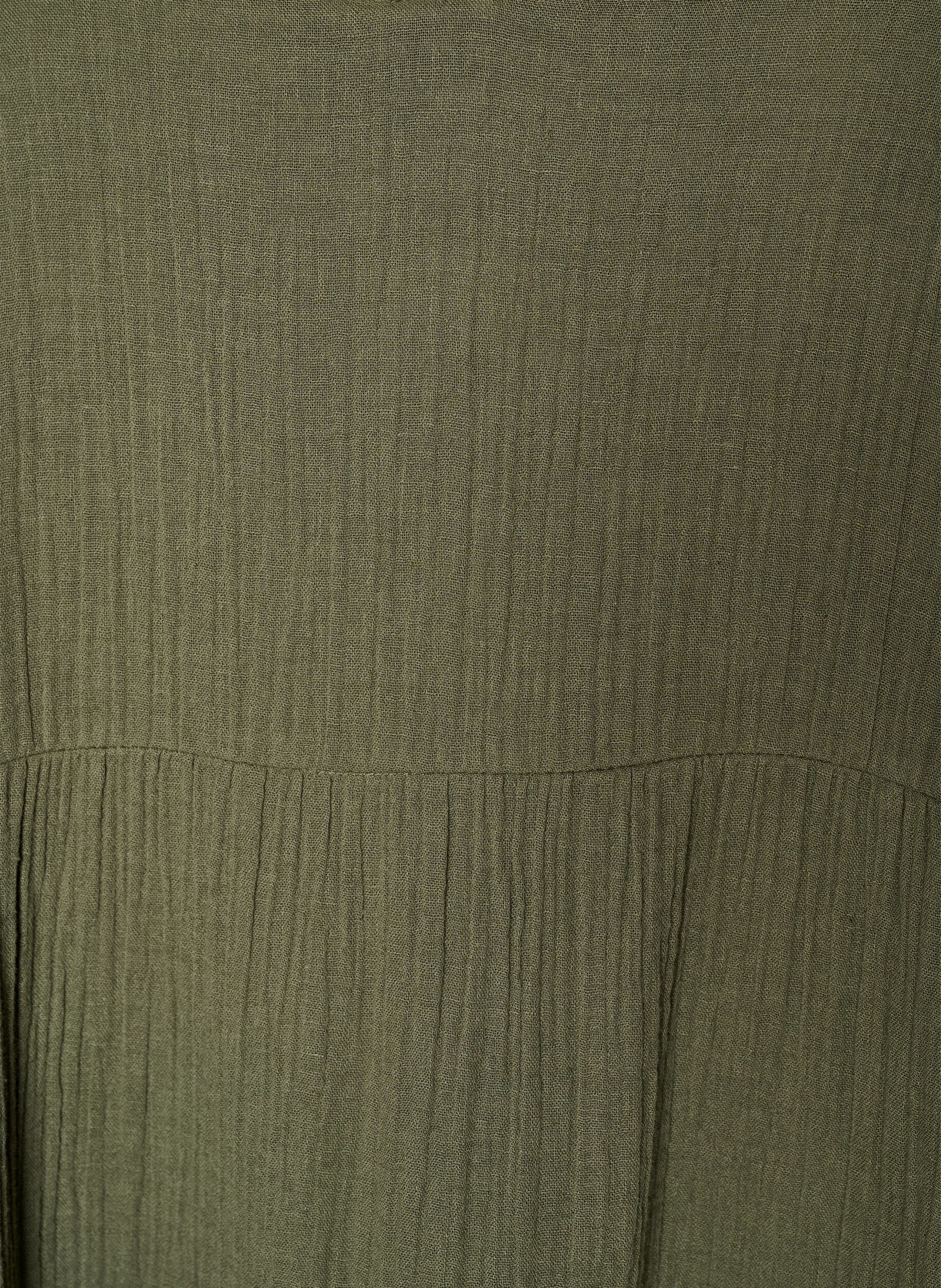 Zizzi Sukienka midi w kroju A z bawelnianej musliny, Zielony, Packshot image number 2