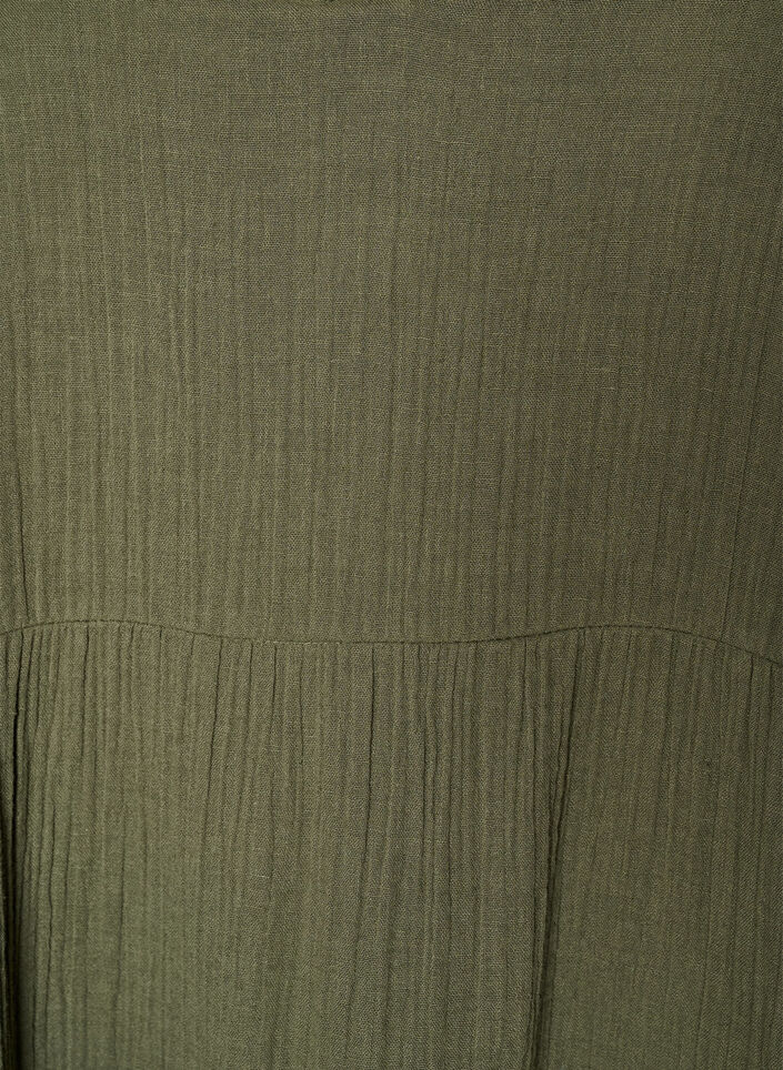 Sukienka midi w kroju A z bawelnianej musliny, Zielony, Packshot image number 2