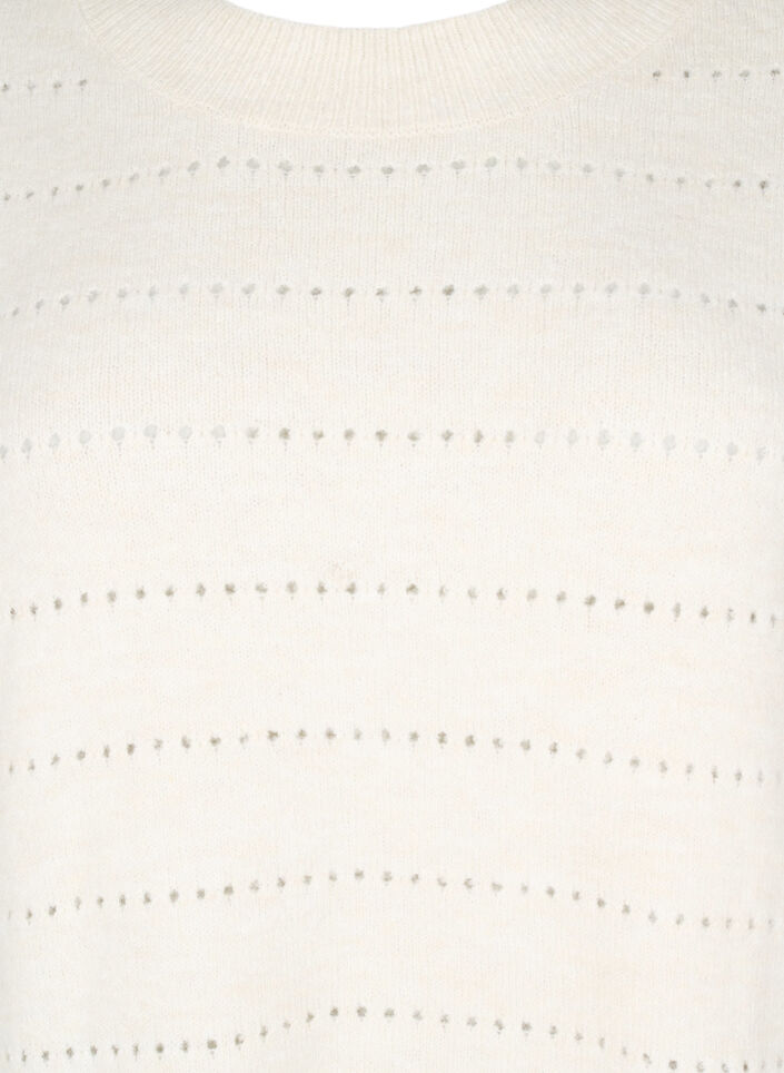 Dzianinowa bluzka z okraglym dekoltem i koronkowym wzorem, Birch Mel., Packshot image number 2