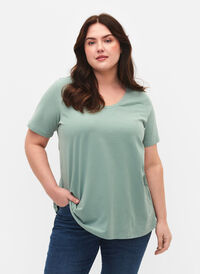 Podstawowa, gladka bawelniana koszulka, Chinois Green, Model