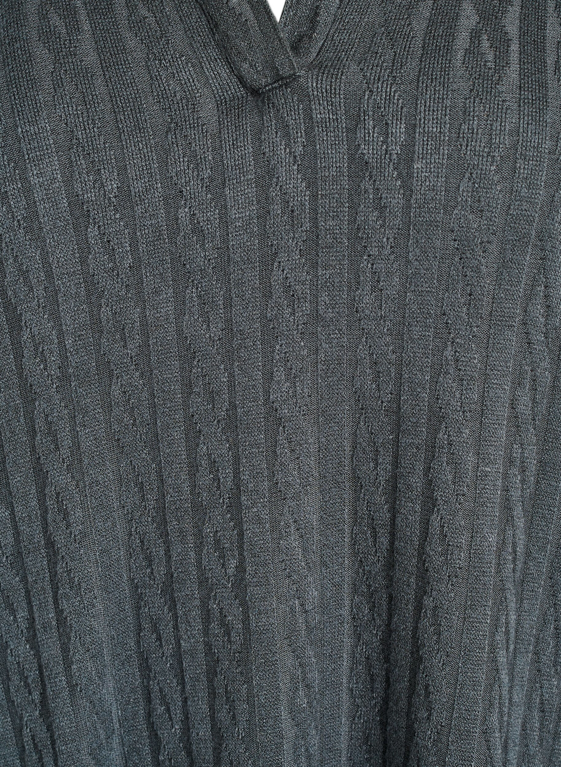 Zizzi Bluzka dzianinowa z kolnierzykiem i splotem kablowym, Zielony, Packshot image number 2