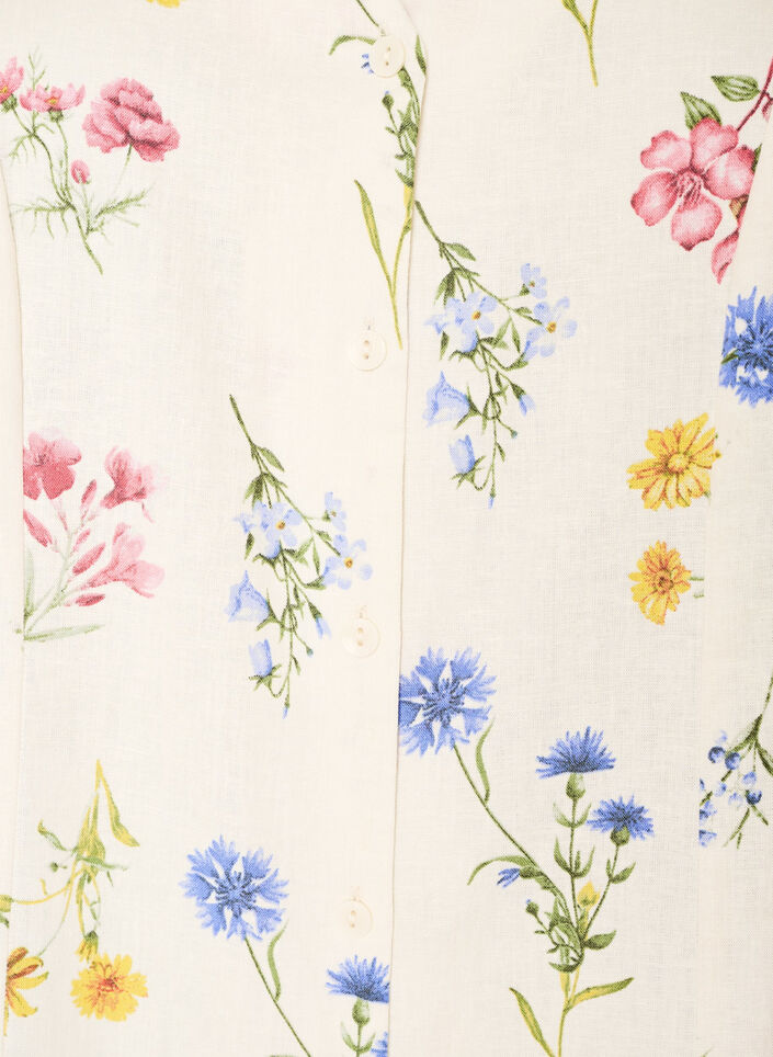 Sukienka midi z lnu i wiskozy z falbankami na rekawach, Beżowy, Packshot image number 2