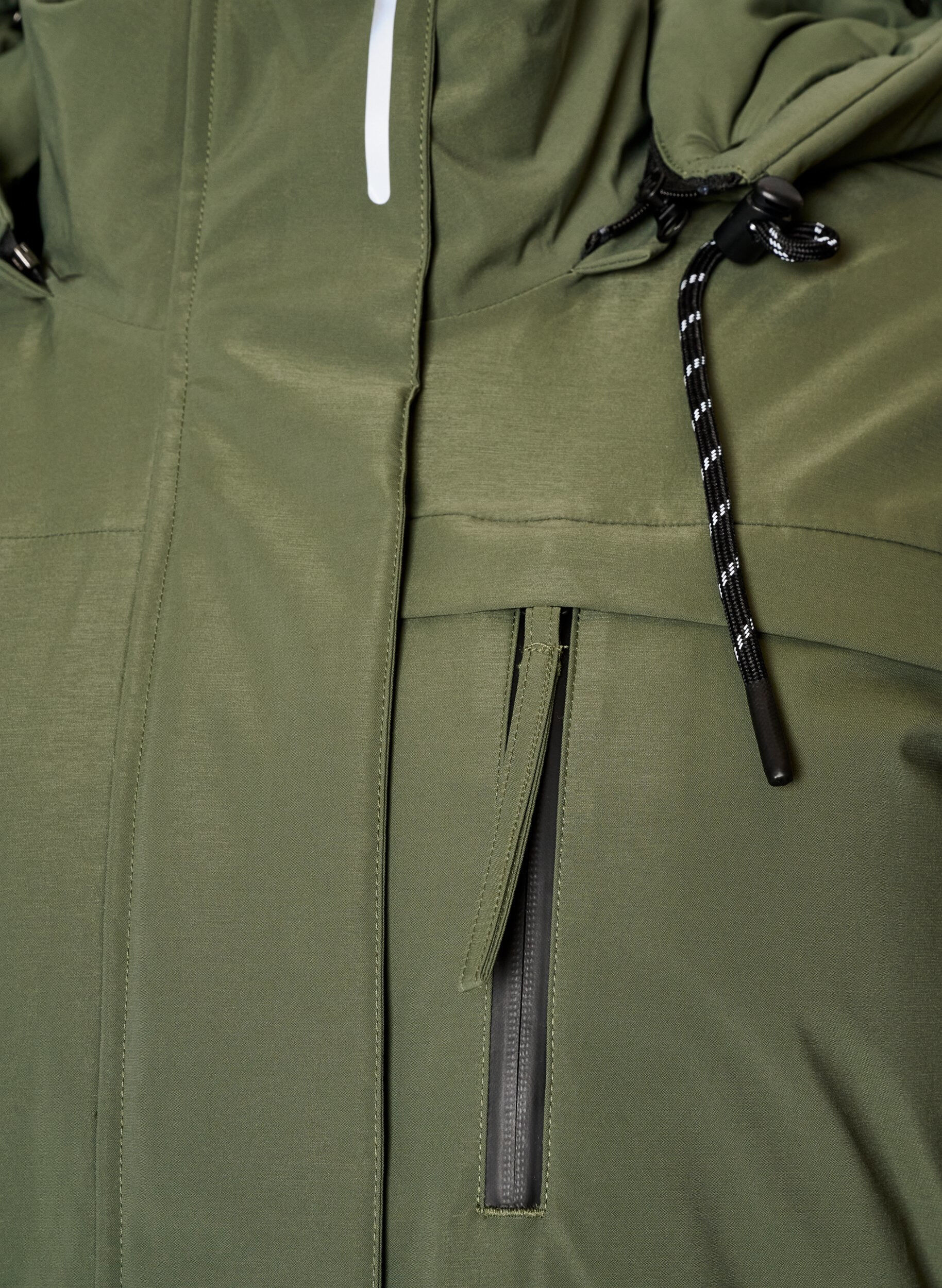 ZizziHydrofobowa parka z kapturem i funkcjonalnymi detalami, Zielony, Packshot image number 2