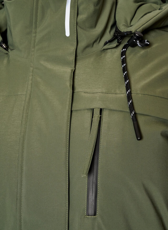 Hydrofobowa parka z kapturem i funkcjonalnymi detalami, Zielony, Packshot image number 2