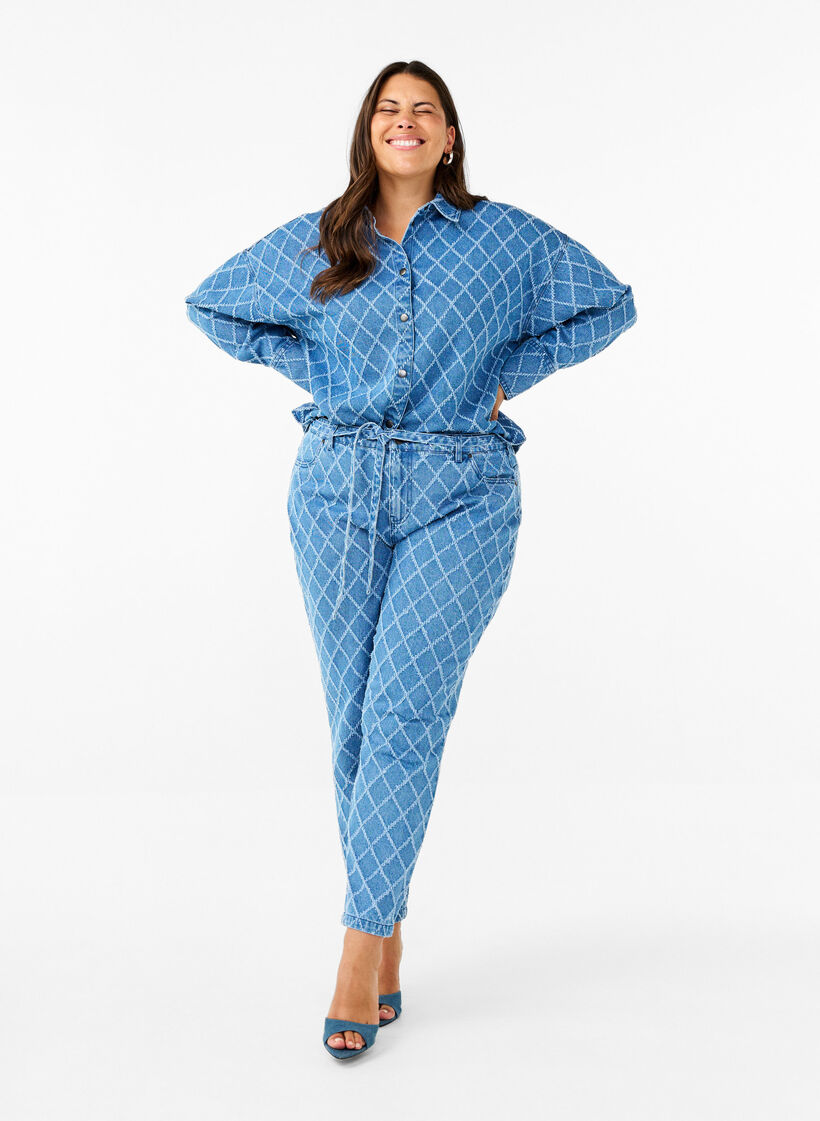 Dzinsowa koszula zdobiona przetarciami, Blue Denim, Model image number 2