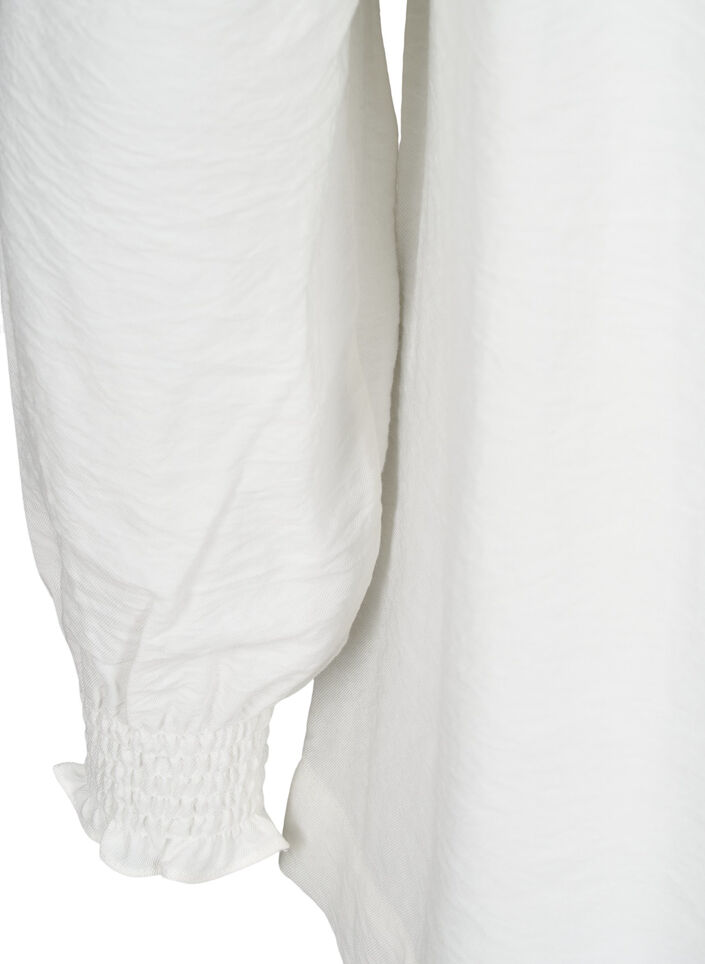 Bluzka z marszczonym kolnierzem, Biały, Packshot image number 3