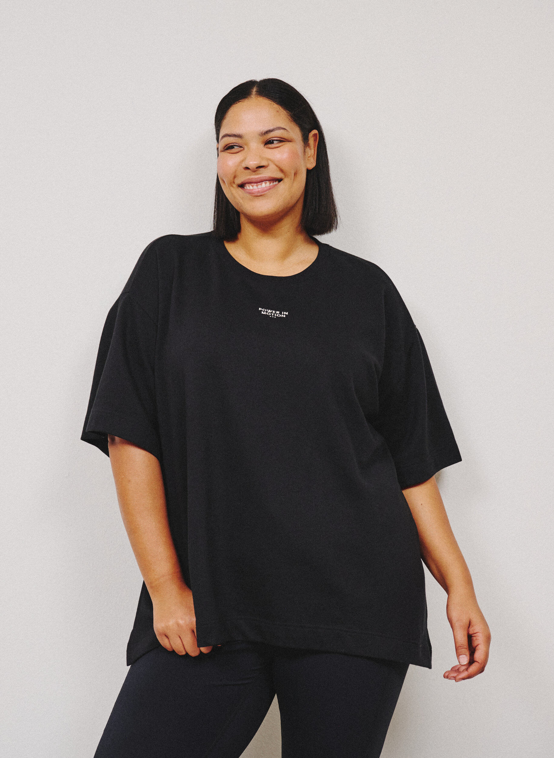 Zizzi Koszula z nadrukiem i luznym krojem, Czarne, Image image number 0