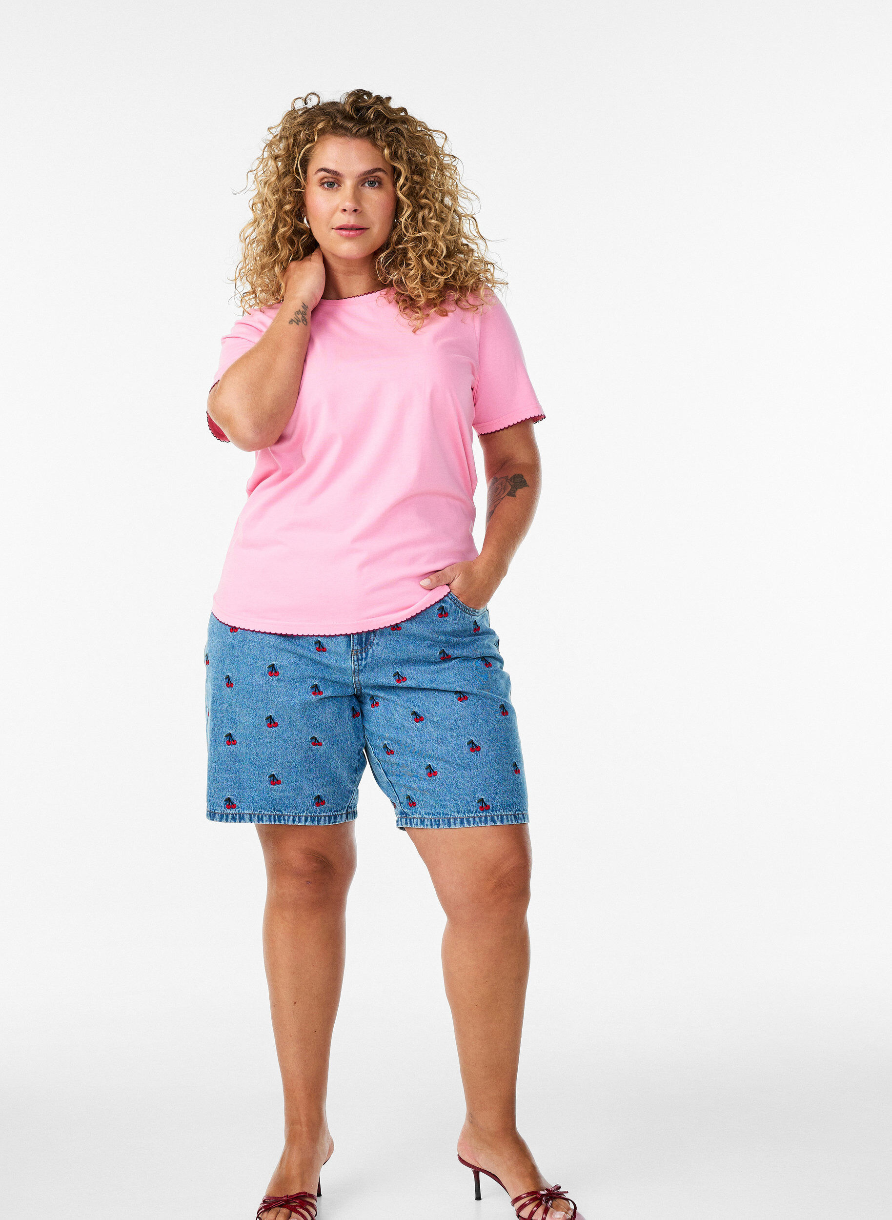ZizziNaszyte szorty jeansowe, Niebieskie, Model image number 1