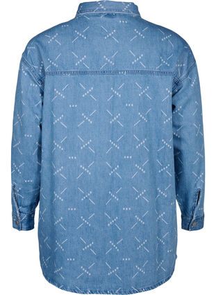 Luzna kurtka jeansowa ze wzorem, Light blue denim, Packshot image number 1