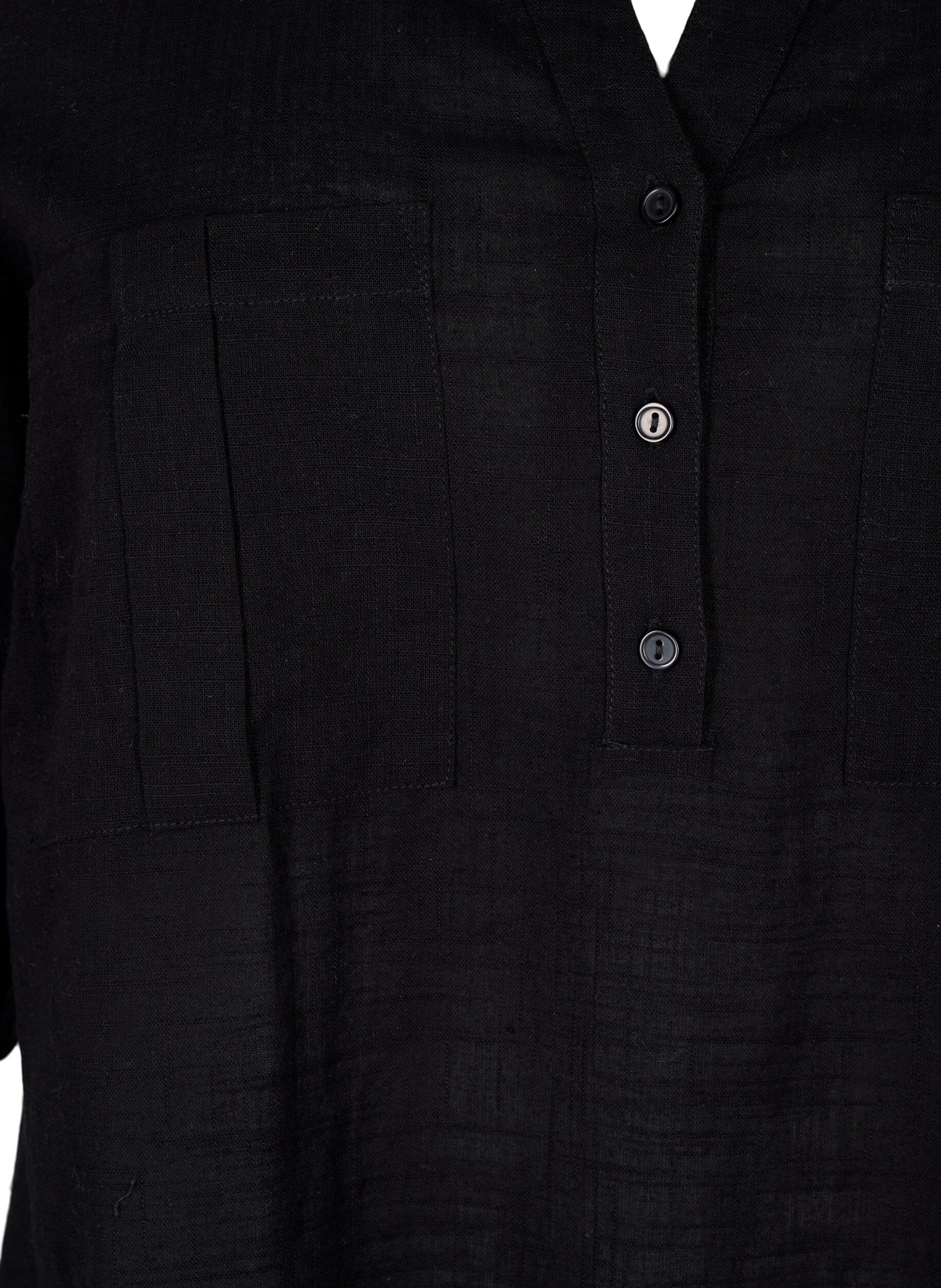 Zizzi Tunika z bawelny z rekawem 3/4, Black, Packshot image number 2