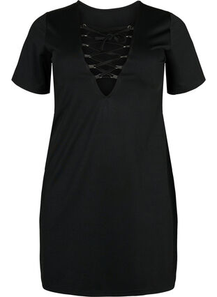 Dwustronna sukienka ze sznurkami, Black, Packshot image number 2