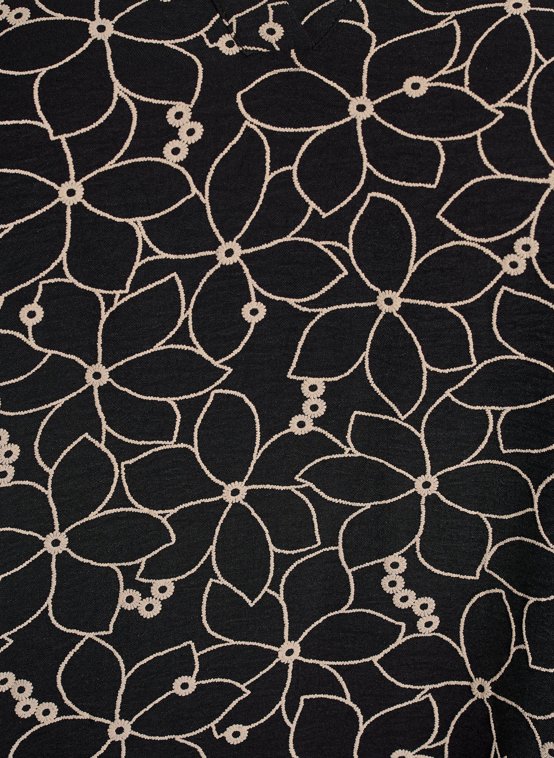 Zizzi Bluzka z dlugim rekawem i kwiatowym haftem, Czarne, Packshot image number 2