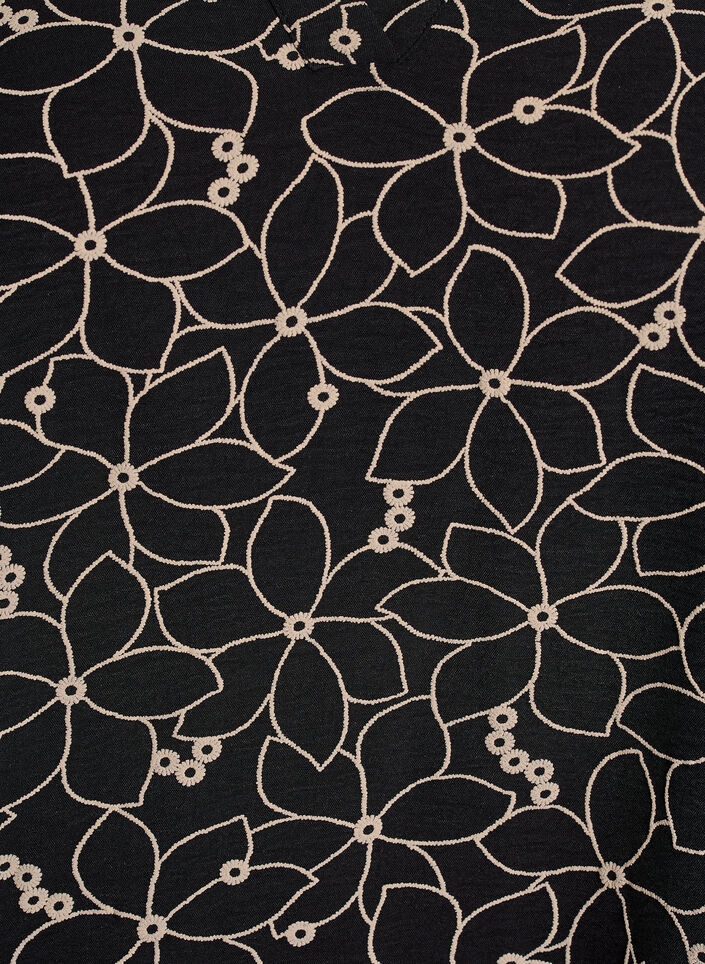 Bluzka z dlugim rekawem i kwiatowym haftem, Czarne, Packshot image number 2