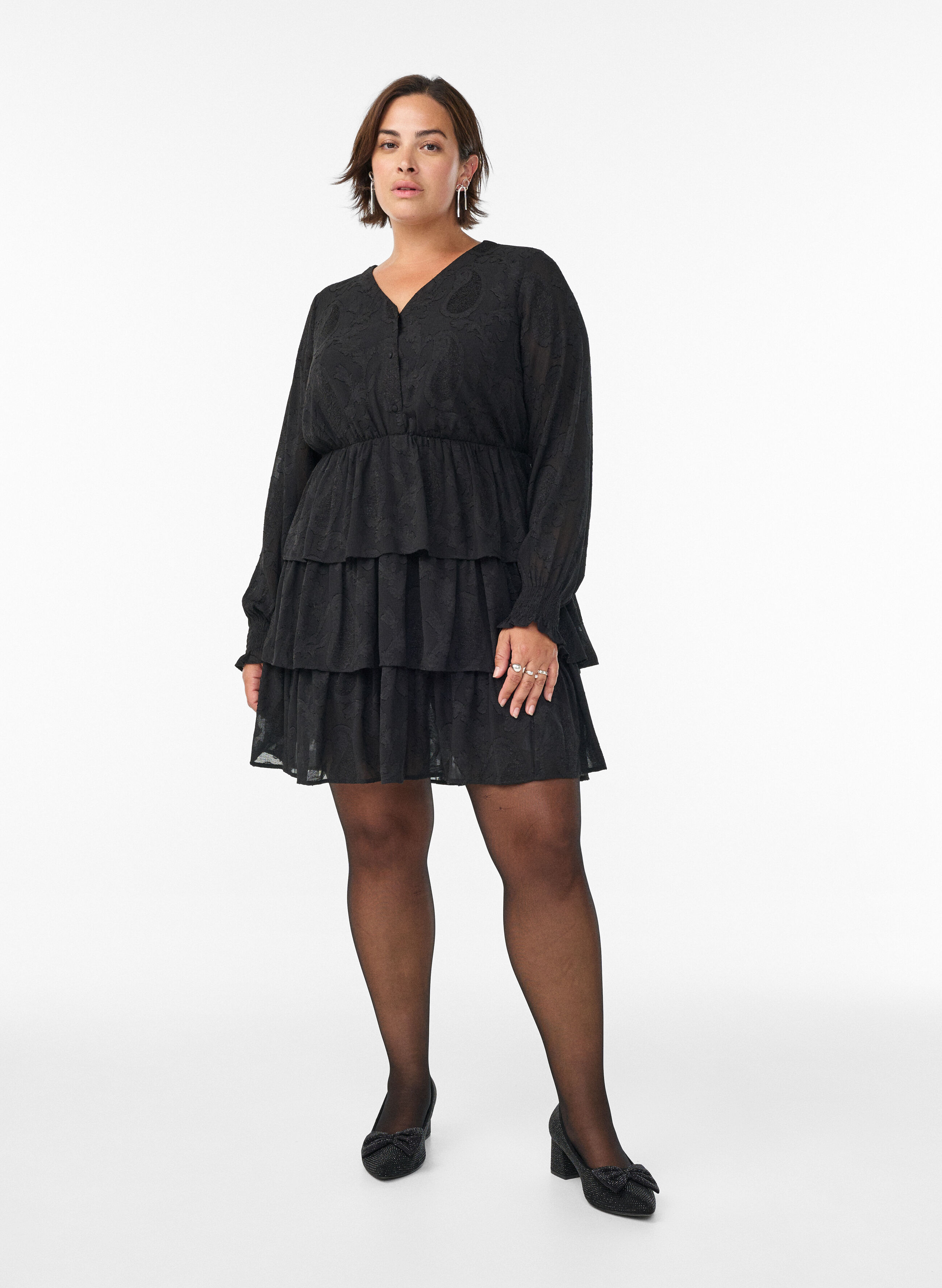 Zizzi Sukienka z falbanami, , Model