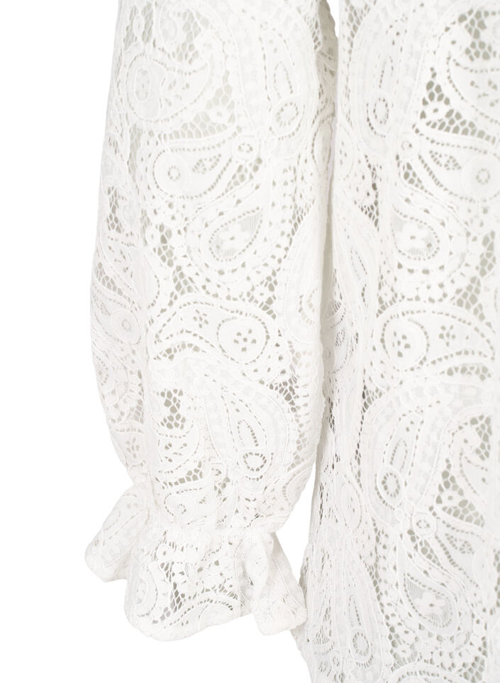 Koronkowa bluzka koszulowa z falbanami, Snow White, Packshot image number 3