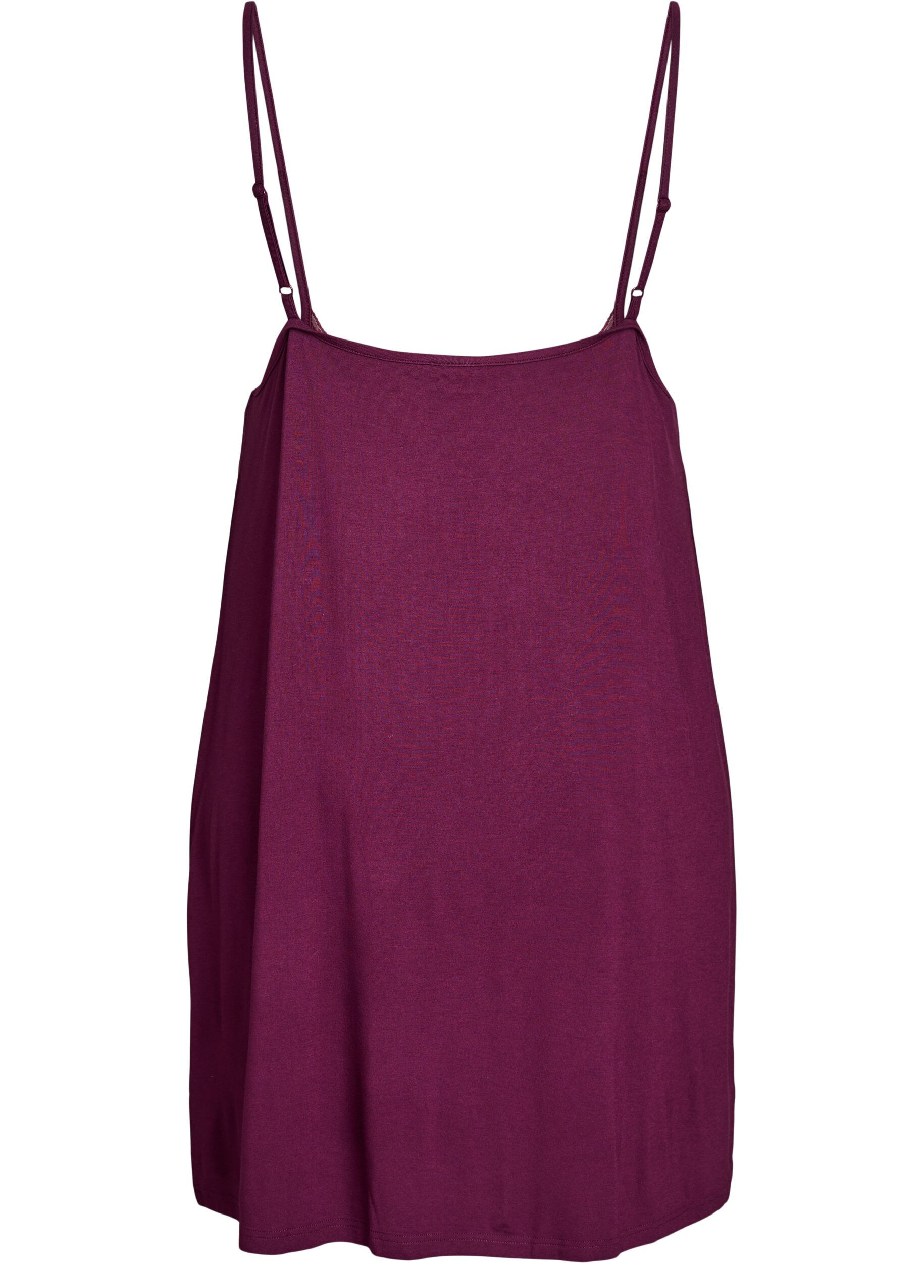 Zizzi Koszula nocna z wiskozy z koronkowym wykonczeniem, Ciemnobordowy, Packshot image number 1