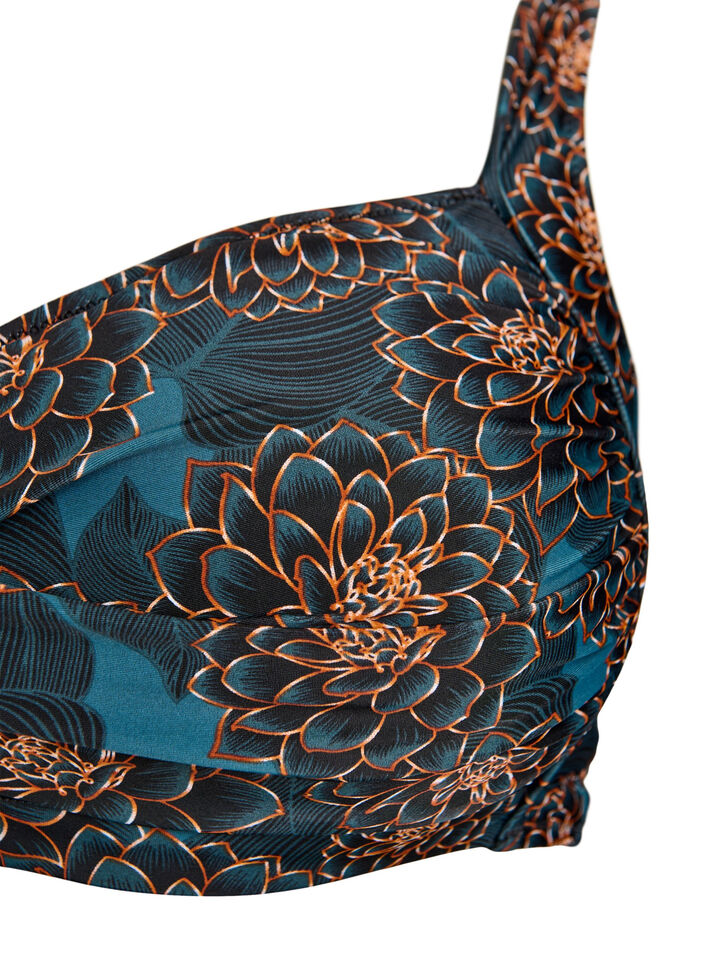 Bikinikowy top z wysci&oacute;lka i nadrukiem, Niebieskie, Packshot image number 2