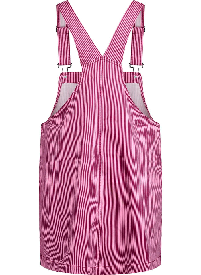 Krótka sukienka ogrodniczka w paski, Red Stripe, Packshot image number 1