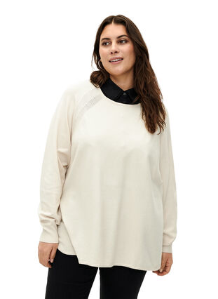 Dzianinowa bluzka z raglanowymi rekawami, Birch Mel., Model image number 0