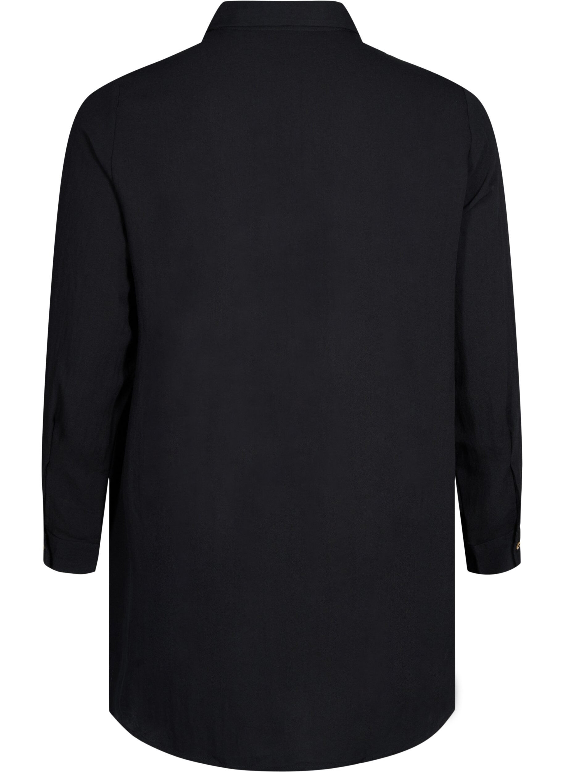Zizzi Long plain viscose shirt, Black, Packshot image number 1