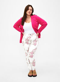 Bardzo waskie jeansy Amy z kwiatowym nadrukiem, White R.AOP, Model