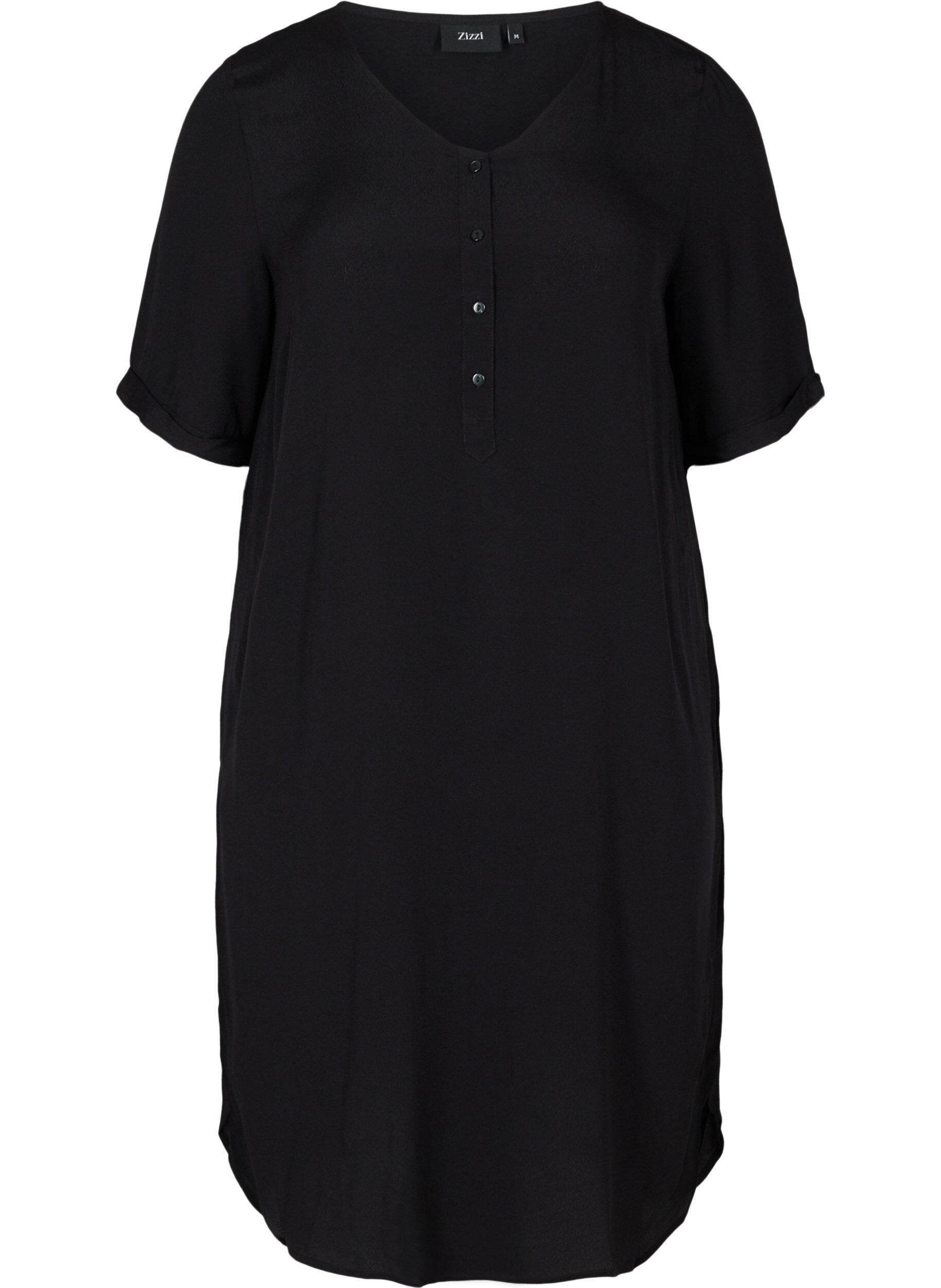 Zizzi Short-sleeved viscose dress with print, Black, Packshot image number 0