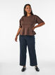 Bluzka peplum z rekawami do lokcia, Brązowy, Model image number 1