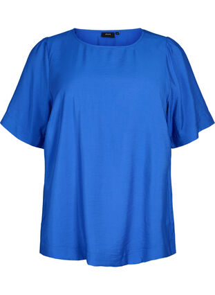 Wiskozowa bluzka z póldlugimi rekawami, Olympian Blue, Packshot image number 0