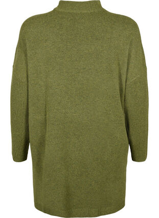Melanzowy sweter z dzianiny z rozcieciem, W. Moss/Black Mel., Packshot image number 1