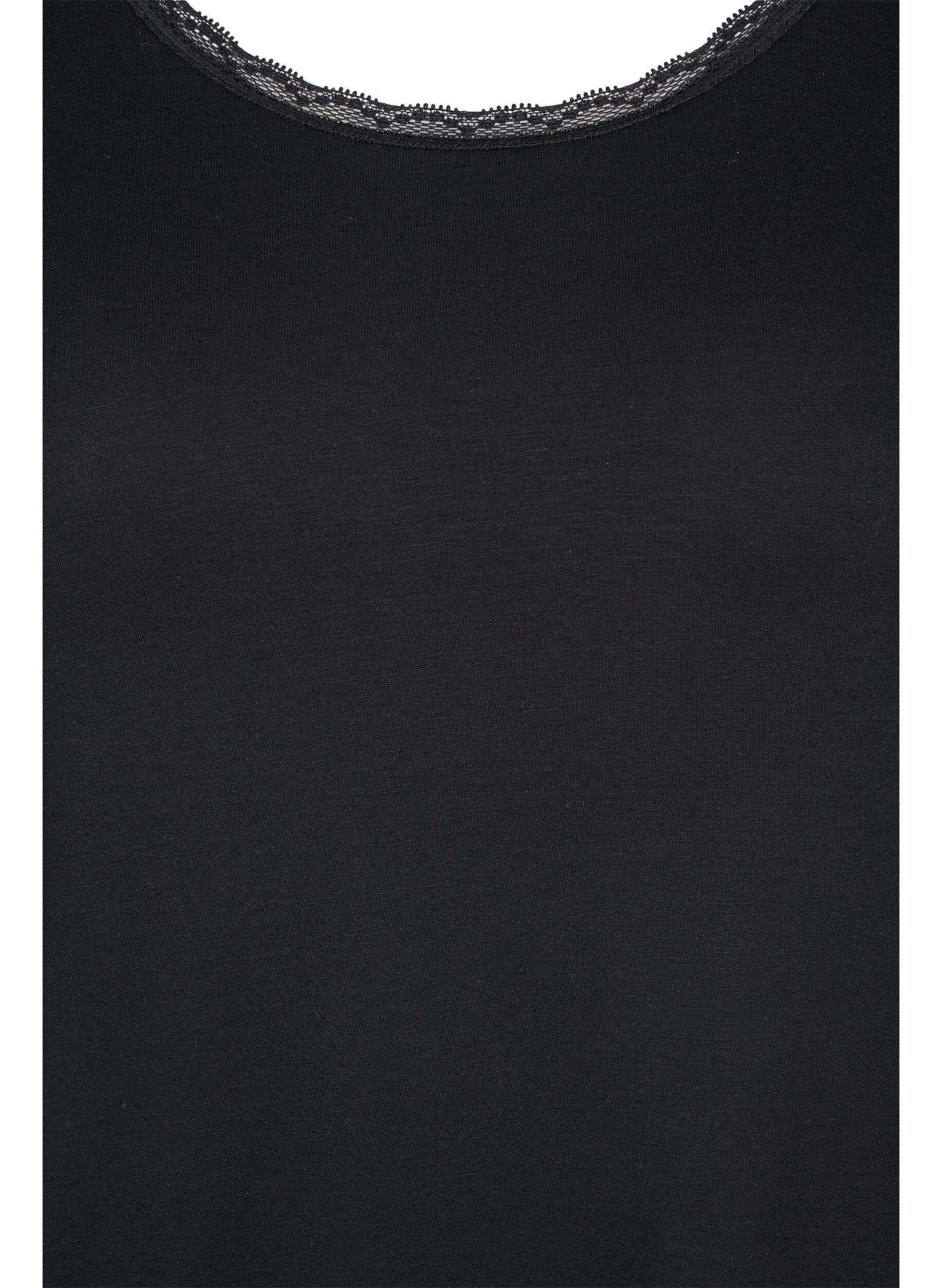 Zizzi Wiskozowy top od pizamy z&nbsp;kr&oacute;tkimi rekawami, Black, Packshot image number 2